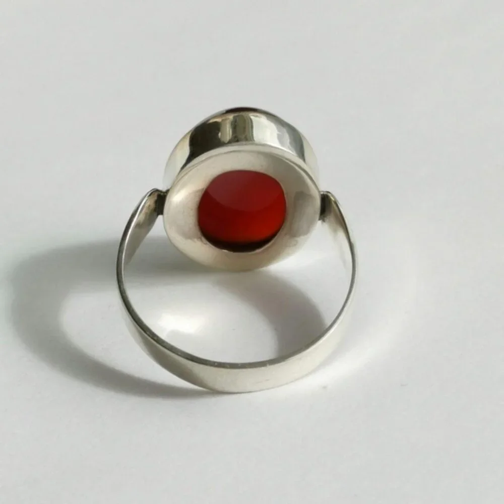 Sterling Silver Carnelian ring size 9.5 Unisex design - Picture 3 of 8